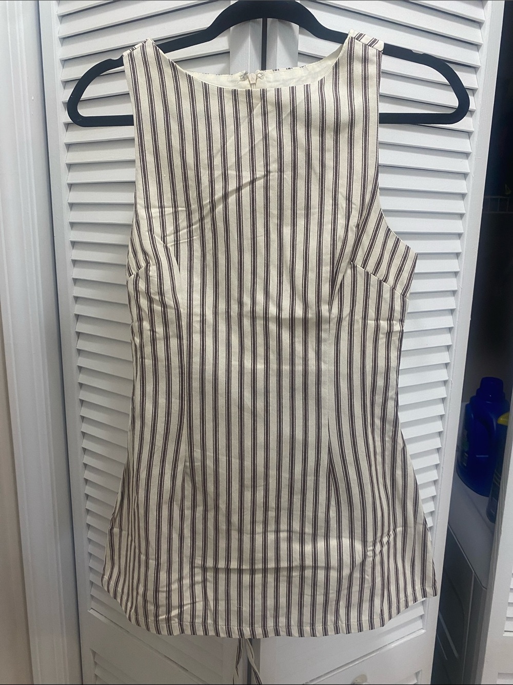 Princess Polly Cream and Black Vertical Stripe Sleeveless Bodysuit
